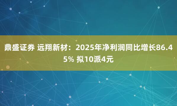 鼎盛证券 远翔新材：2025年净利润同比增长86.45% 拟10派4元